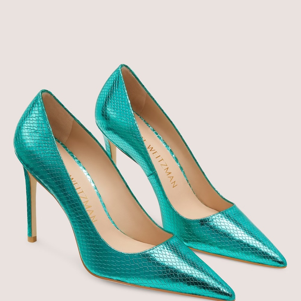Stuart Weitzman size 38.5  Capri 100 mm Green Stiletto Heels